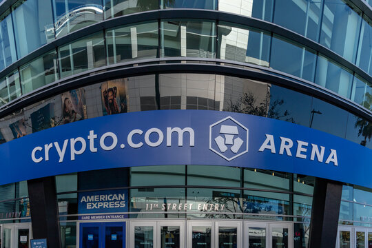 Los Angeles, United States - November 19, 2022: A picture of one of the entrances of the Crypto.com Arena.