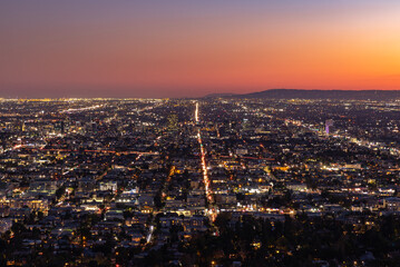 Fototapeta na wymiar Los Angeles at Sunset and Night