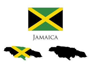 jamaica flag and map illustration vector