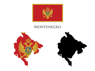 montenegro flag and map illustration vector
