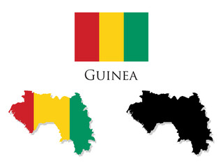 guinea map and flag illustration vector.