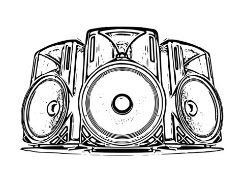 Colored doodle speaker icon illustration on a white background  CanStock