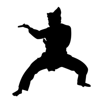 silhouette of a silat indonesian martial arts athlete 