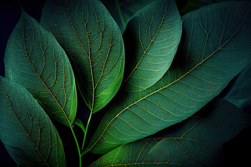 Leaves leaf texture green organic background macro layout closeu. Generative Ai