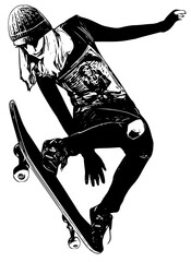 skateboarder jumping on a skateboard silhouette