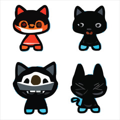 Set of beautiful and cute cartoons design vector file