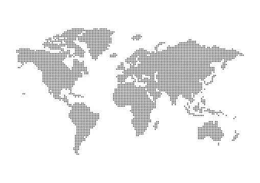 黒い世界地図 -丸で作ったドットのワールドマップ - グローバルのイメージ素材
