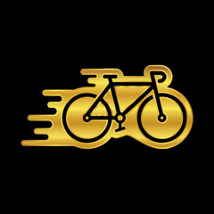 bicycle icon in gold color, bicycle vector logo illustration for graphic and web design