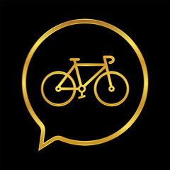 bicycle icon in gold color, bicycle vector logo illustration for graphic and web design