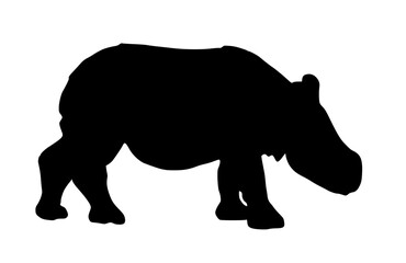 silhouette of a rhino black silhouette. Hand drawn Vector illustration for various applications, logo design, t-shirt design, web design, print, interior, books design and many more.
