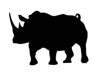 rhino illustration black silhouette. Hand drawn Vector illustration for various applications, logo design, t-shirt design, web design, print, interior, books design and many more.