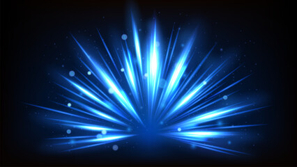 Blue Rays rising on dark background. Suitable for product advertising, product design, and other. Vector Illustration