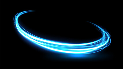 Abstract Blue Wavy Line of Light on Dark Background. Vector Illustration