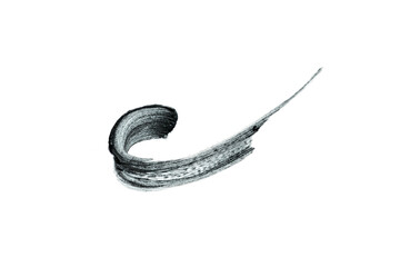 Black brush stroke with cosmetics, paint on a white background