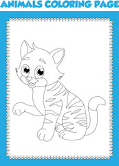Animals coloring page black and white outline vector illustration