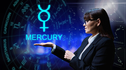 Astrological forecast, meaning, influence of planet Mercury © Valerii Honcharuk