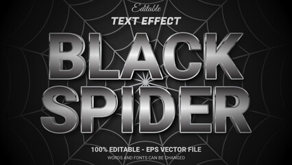 Naklejka premium Black spider editable 3d text effect