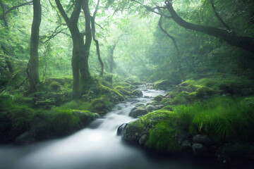 river and waterfall in the forest