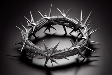 Fototapeta premium Exceptional Crown of thorns and nails symbols of the christian in easter, realistic. Generative Ai