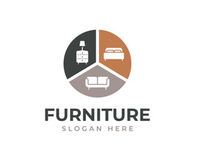 Modern furniture logo graphic trendy design. Minimalist furniture brand business company logo