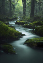 Obraz premium river and waterfall in the forest