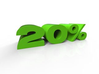 20% Percent Discount 3d Sign on Light Background