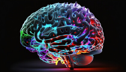 3d rendered illustration of human brain, Generative AI