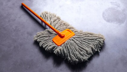 Mop on concrete floor. Top view. ultra realistic 8K high detailed High quality realistic  Generative AI