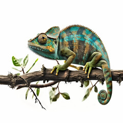 Obraz premium Chameleon Isolated White. Generative AI