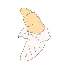 Croissant in cartoon style isolated on a white