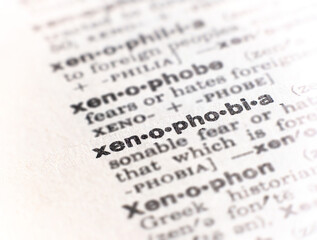 closeup of the word xenophobia