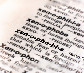 closeup of the word xenophobia