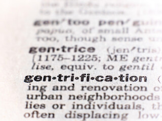 closeup of the word gentrification