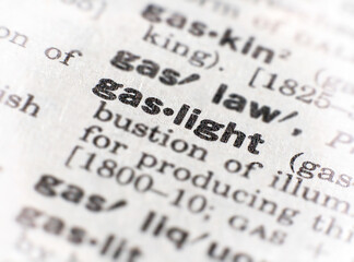 closeup of the word gaslight - obrazy, fototapety, plakaty
