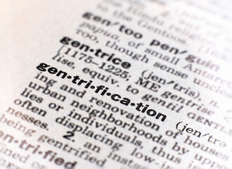 closeup of the word gentrification