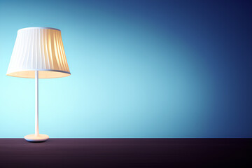 Stylish lamp on blue background