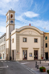 Fototapeta na wymiar The municipal theater in the historic center of Fauglia, Pisa, Italy