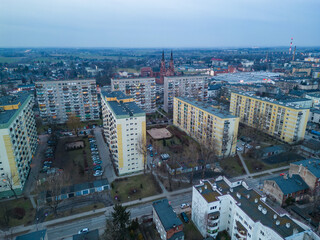 Naklejka premium View at Pabianice city from a drone 