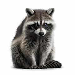 Obraz premium Raccoon Isolated White. Generative AI