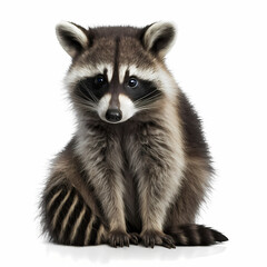 Raccoon Isolated White. Generative AI