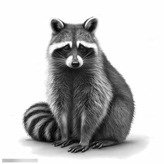 Obraz premium Raccoon Isolated White. Generative AI
