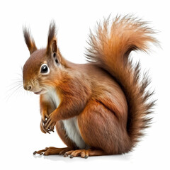 Red Squirrel Isolated White. Generative AI
