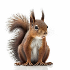 Obraz premium Red Squirrel Isolated White. Generative AI