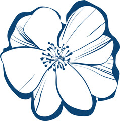 A blue flower with a white background