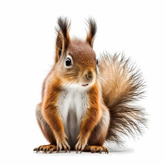 Fototapeta premium Red Squirrel Isolated White. Generative AI