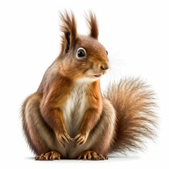 Obraz premium Red Squirrel Isolated White. Generative AI