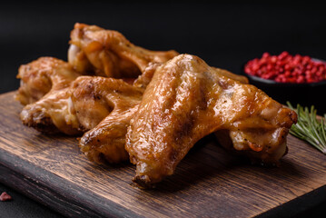 Baked chicken wings with salt, spices and herbs