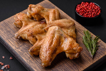 Baked chicken wings with salt, spices and herbs