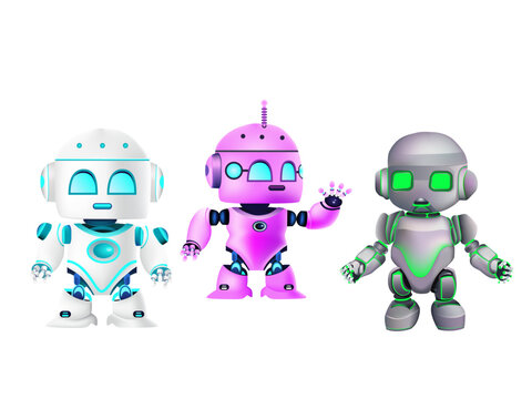 Cute robot artificial intelligence collection vector illustration