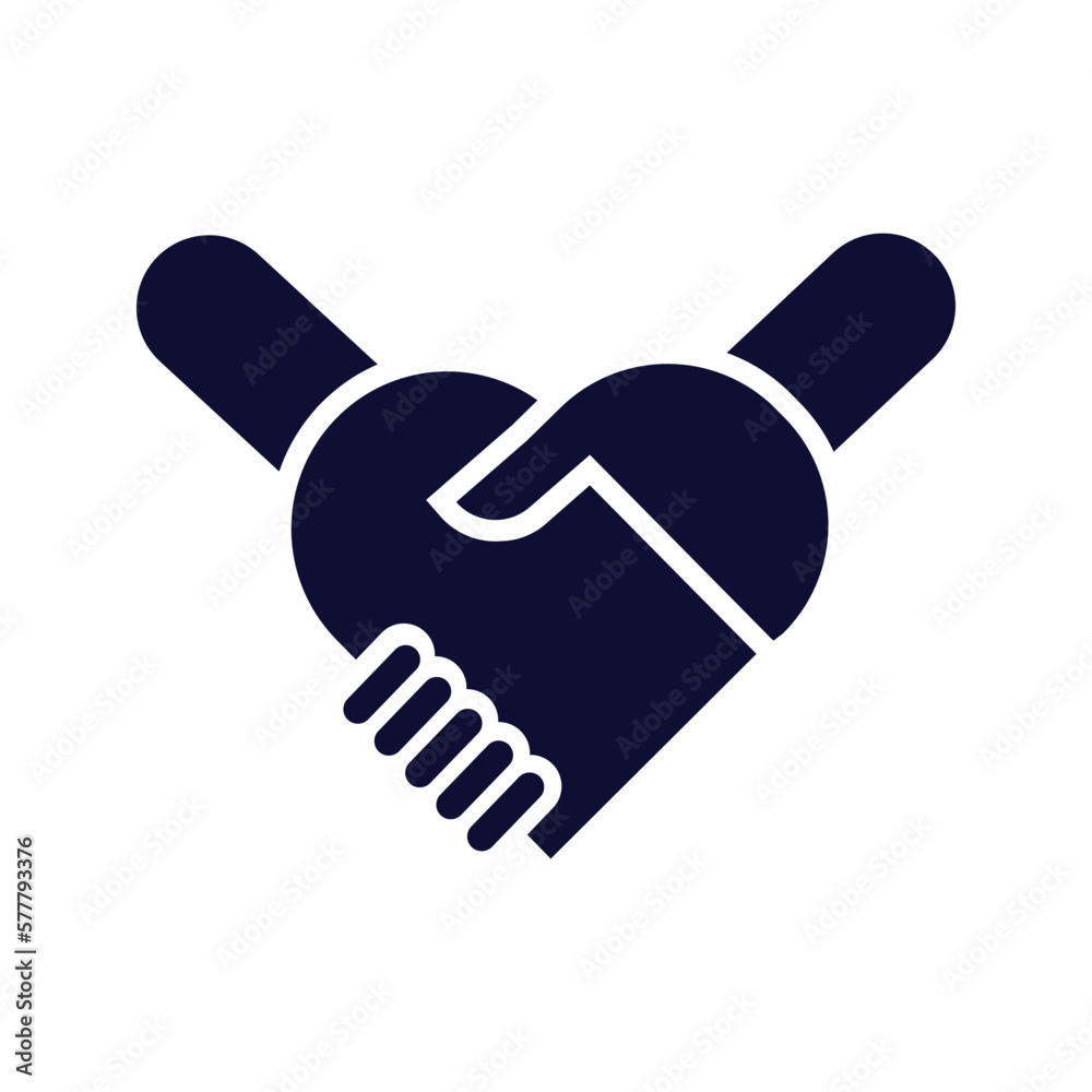 Poster love and friendship handshake icon